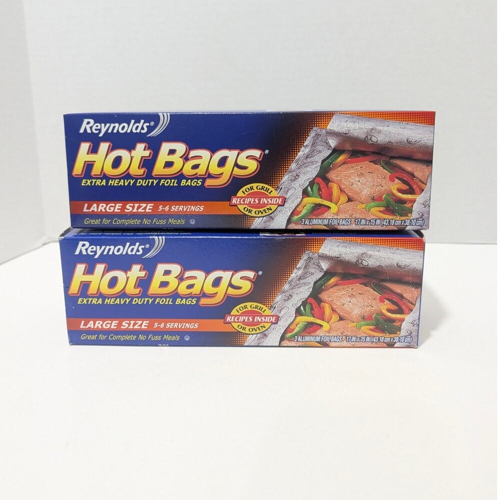 Reynolds Hot Bags 6 Large Size Aluminum Foil Bag New Sealed Discontinued 2002